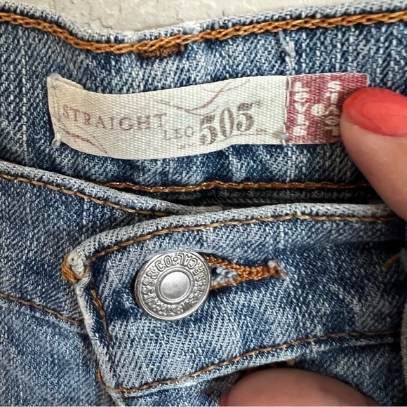 Levi’s 505s Straight Distressed Short Denim Jeans - Picture 3 of 13